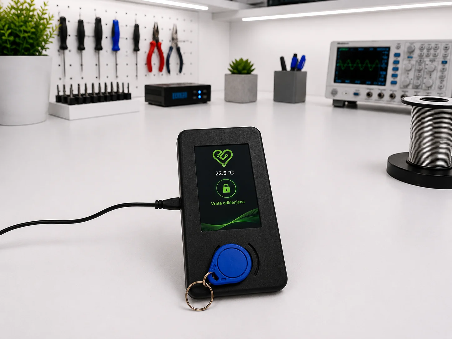 NFC terminal v ohišju z RFID obeskom